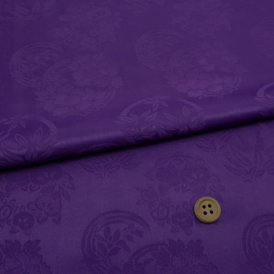 無地りんず（笹模様・紫）