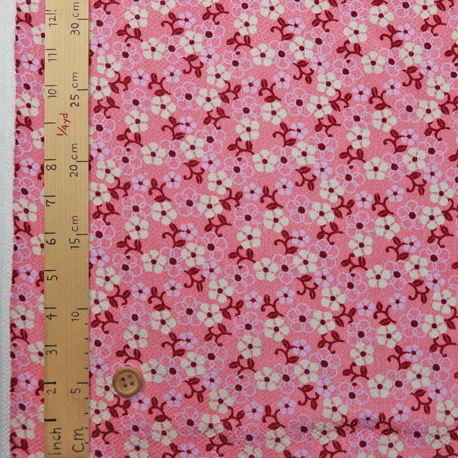  ちりめん生地 つる花(ピンク) 10cm単位 切り売り