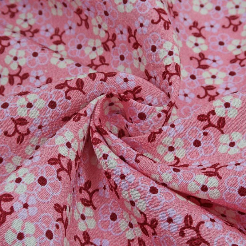  ちりめん生地 つる花(ピンク) 10cm単位 切り売り