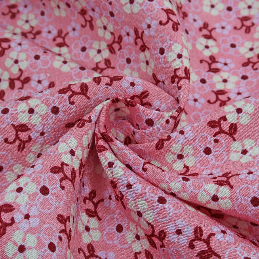  ちりめん生地 つる花(ピンク) 10cm単位 切り売り