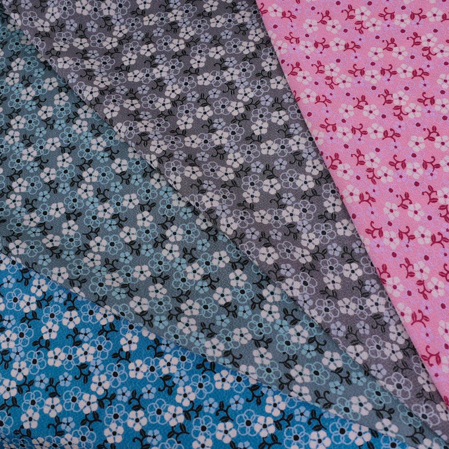  ちりめん生地 つる花(ピンク) 10cm単位 切り売り