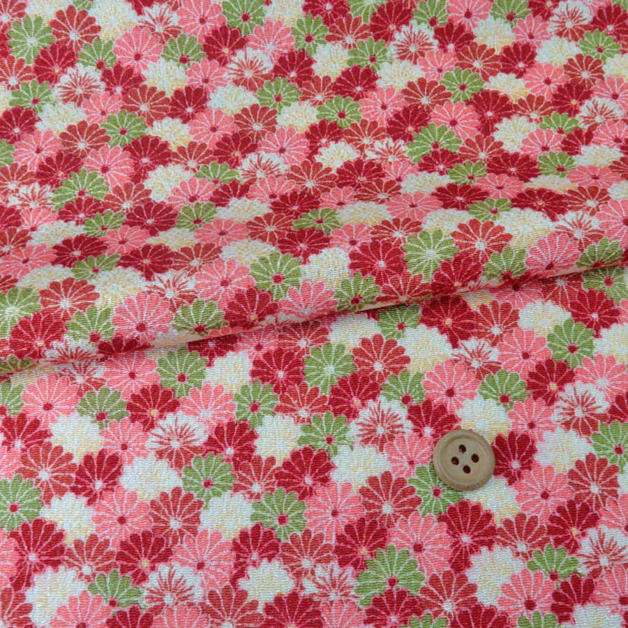 ちりめん生地 小菊詰め(えんじ)