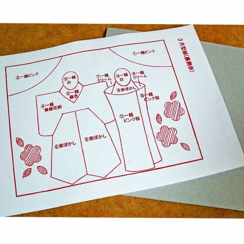 ひな祭りタペストリー手作りキット・月々の彩「3月ひいなの雅び ひな祭りタペストリー手作りキット・月々の彩「3月ひいなの雅び