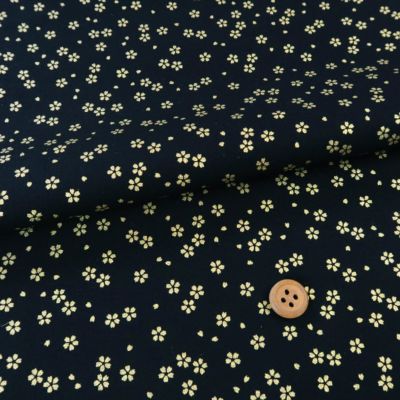 和柄コットン生地 金の麻の葉(濃紺) 10cm単位 切り売り |生地 和柄