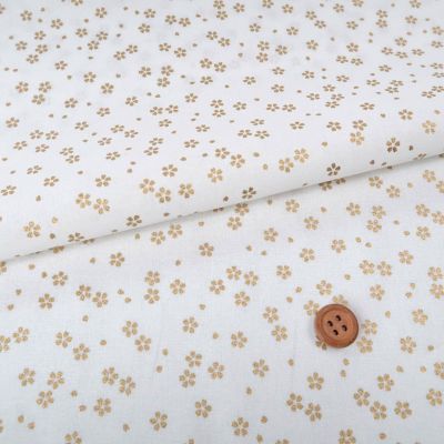 和柄コットン生地 金の小桜(白) 10cm単位 切り売り