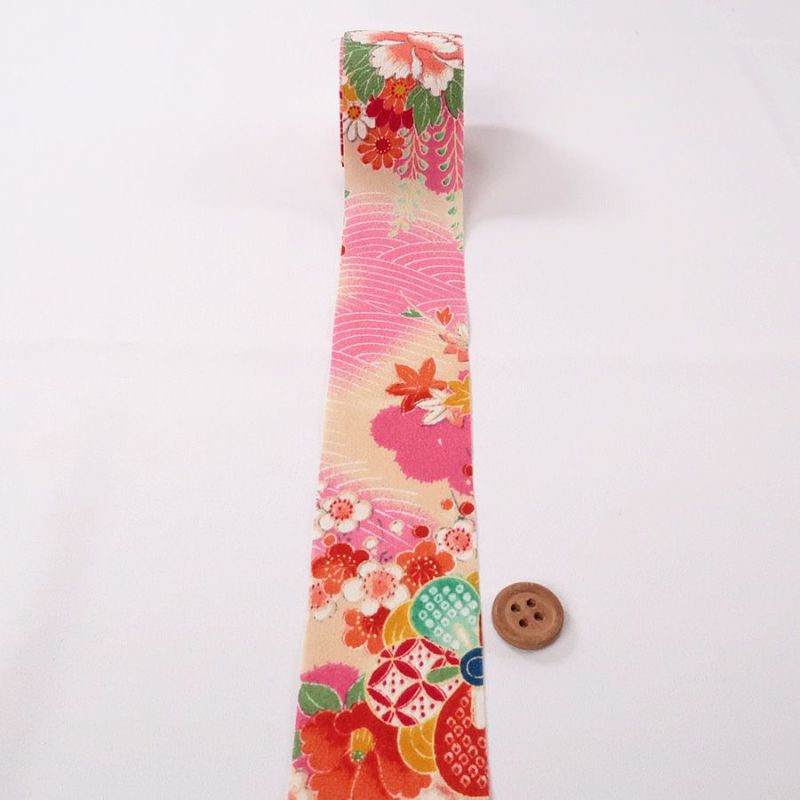 一越ちりめんカットロール・柄・5cm幅（ピンク/新柄）