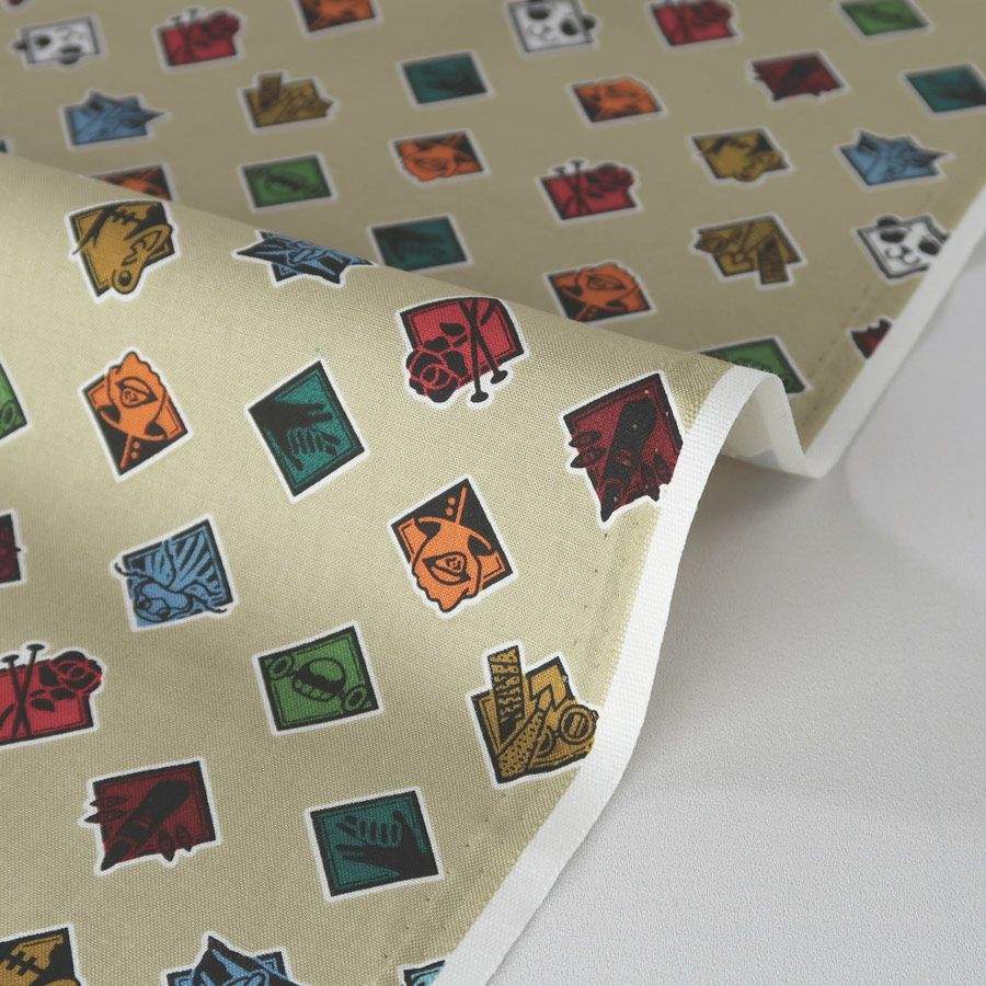 呪術廻戦 コットン生地 アイコン柄(ベージュ)