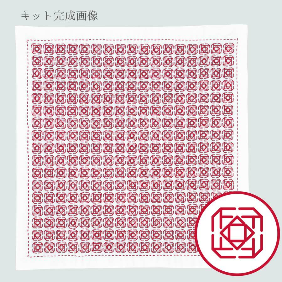 刺し子キット 一目刺しの花ふきん 折り紙 椿の花