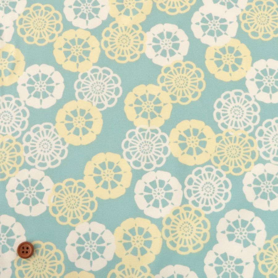 和柄コットン生地 花ぐるま 150cm幅(ミント) 10cm単位 切り売り