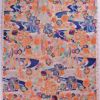 一越ちりめん生地 しぼりに花のし小槌文様(青) 10cm単位 切り売り