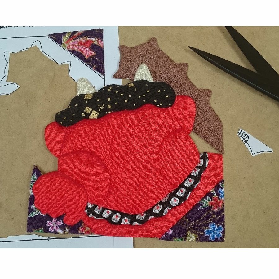 押絵キット・月々の彩「2月厄除け節分」 |生地 和柄/和布/ちりめん手芸