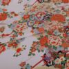 ポリちりめん生地 花御所車の雅び(白/アイスブルー)七五三着物生地