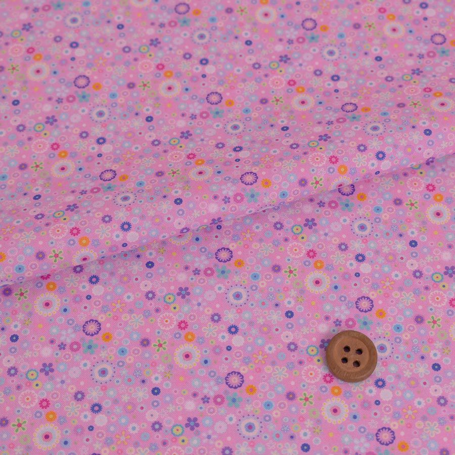 コットン生地 彩り華ビーズ(ピンク)