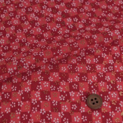 一越ちりめん生地 市松小桜(赤) 10cm単位 切り売り