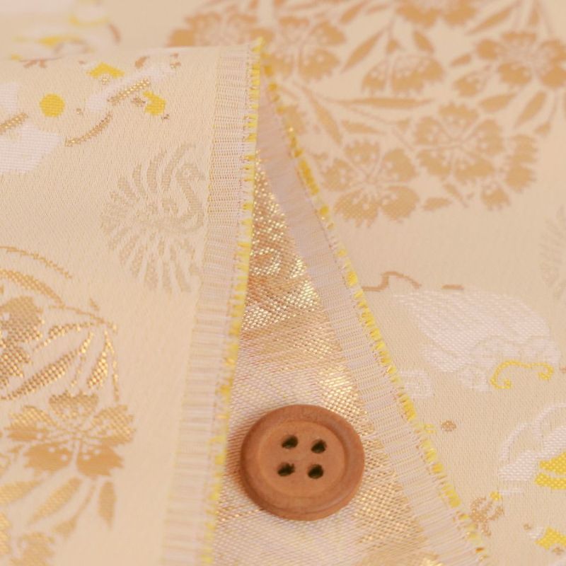 金襴生地(金らん) 花丸と宝尽くし(クリームベージュ)