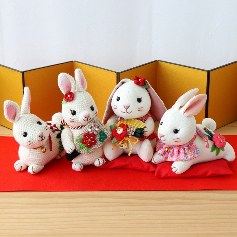 うさ子さん専用。セット売り 2023卯年 干支あみぐるみ手作りキット 羽子板うさちゃん |生地 和柄