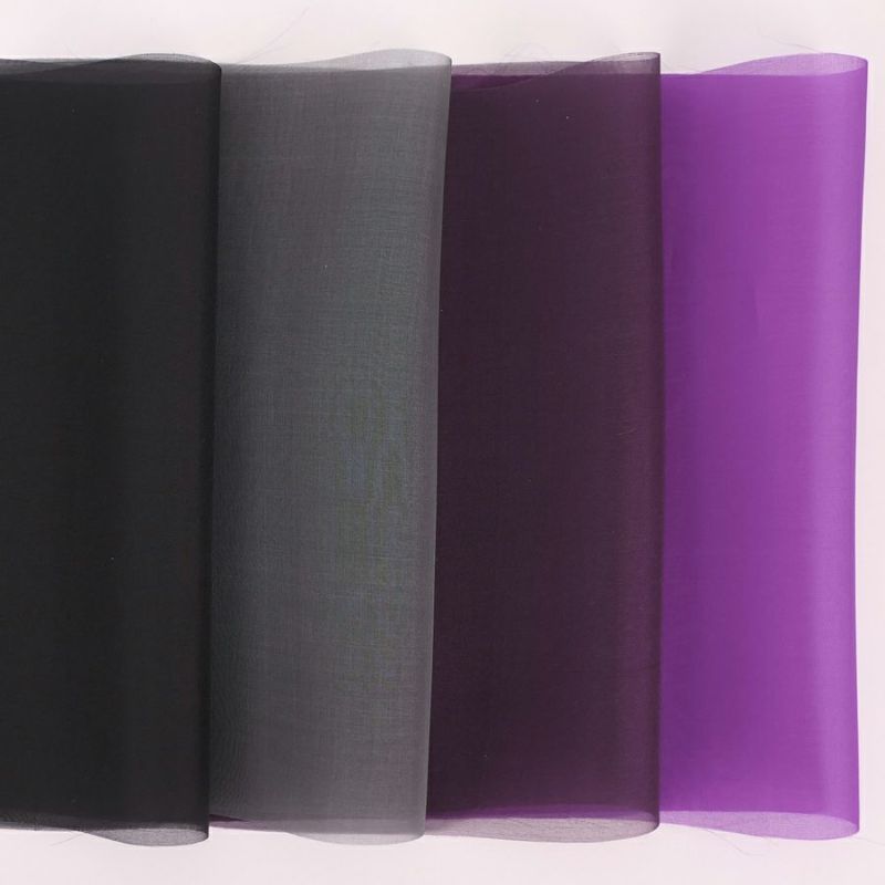 つまみ細工用 ベトナム製シルクオーガンジー(約45×25cm) 紫・黒系 4色セット 薄手正絹生地 カットクロスセット ハギレ 紫色 パープル