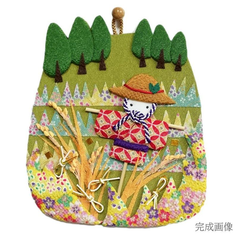 ハンドメイド「吉祥招運飾りと鏡餅」押し絵 押絵 縮緬細工 和雑貨 