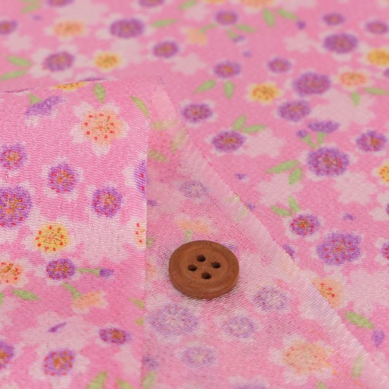 ちりめん生地 ときめき桜(ピンク) 10cm単位 切り売り |生地 和柄