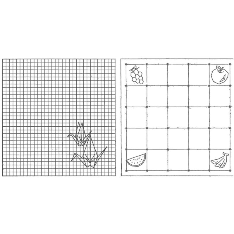 刺し子布 花ふきん (折り鶴/フルーツ) 白 さしこふきん生地 刺子用布巾布地 おりづる柄 フルーツ柄 晒白色