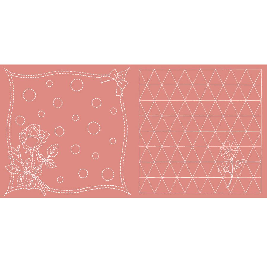 刺し子布 花ふきん (バラとリボン/なでしこの花) ローズ 洋風柄花ふきん用木綿もめん 薔薇とりぼん ばらとりぼんピンク