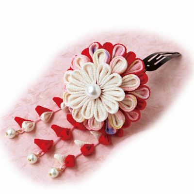 つまみ細工キット・お花のブローチ（ピンク） |生地 和柄/和布