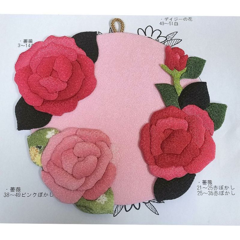 刺繍の敷物 薔薇 赤 紫 新しいスタイル - その他