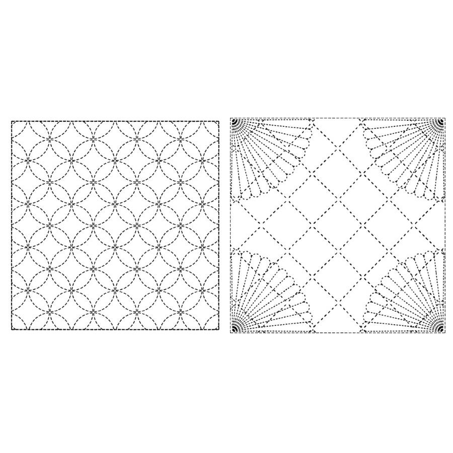 刺し子布 花ふきん (七宝/扇面) 白 刺子ふきん生地 さしこ花布巾 晒白色 さらし布地 初心者用