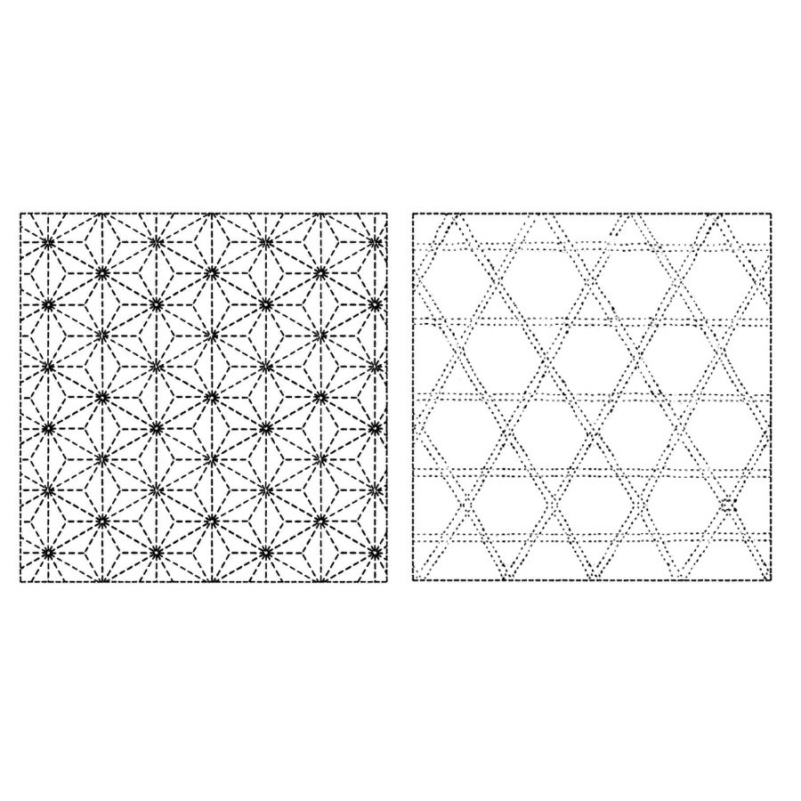 刺し子布 花ふきん (麻の葉/籠目) 白 さらし生地ふきん用 刺子の布巾用布地 晒白色 かごめ柄 初心者