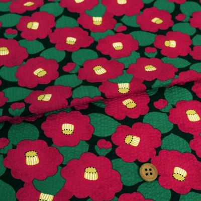 リップル生地 つばき(黒) 10cm単位 切り売り