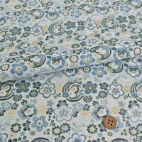 金襴生地(金らん)梅絵巻(シルバグレー/ブルー)　きんらん西陣織物京都 七五三袴はかま生地 男の子晴れ着布地