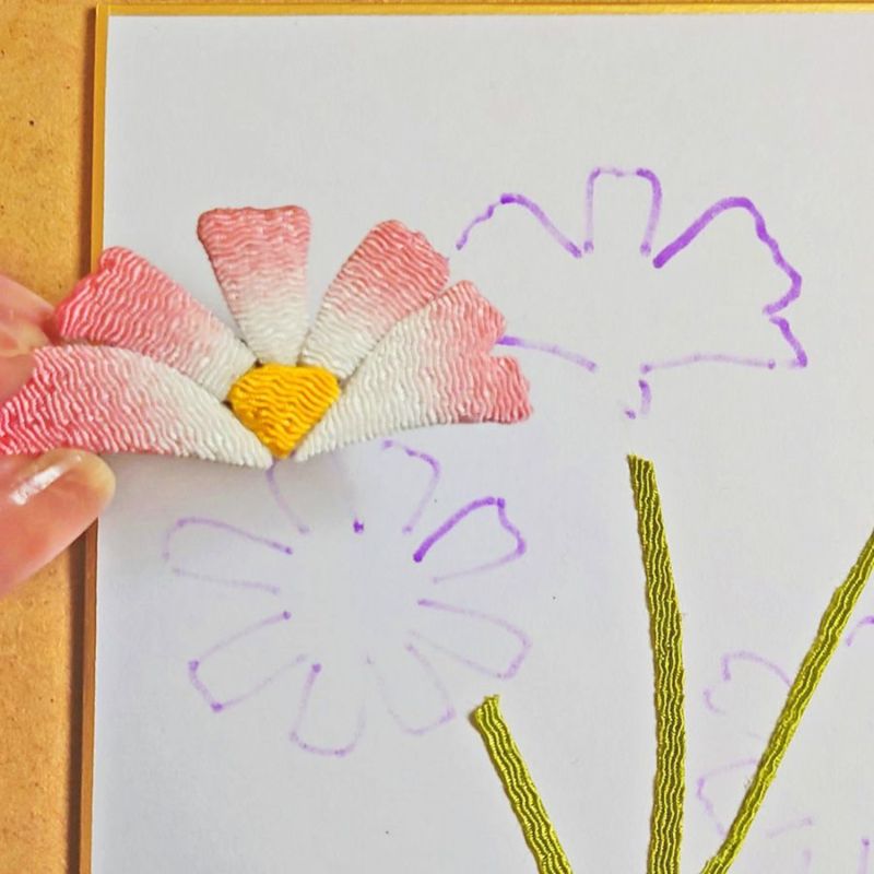 押し絵色紙細工キット なごみの花八景 コスモス |生地 和柄/和布