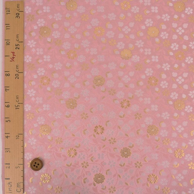 あおき【C-2973】色無地 ピンク系 花唐草の地紋（反端付）（N