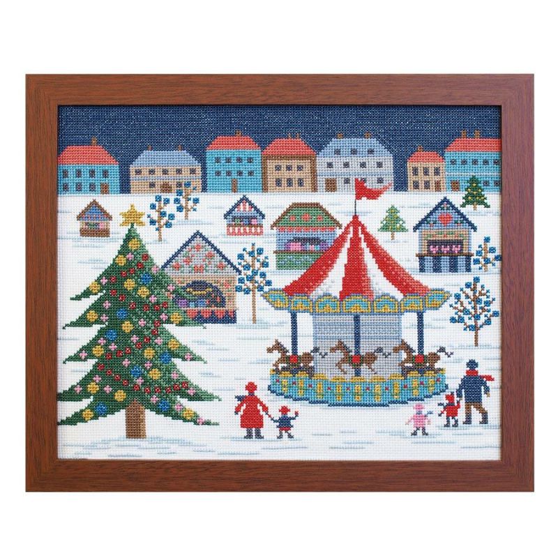 クロスステッチキット・ヨーロッパの風景 ドイツの楽しいクリスマスマーケットxmas刺繍キット オリムパス製絲 中級者上級者向き刺しゅう