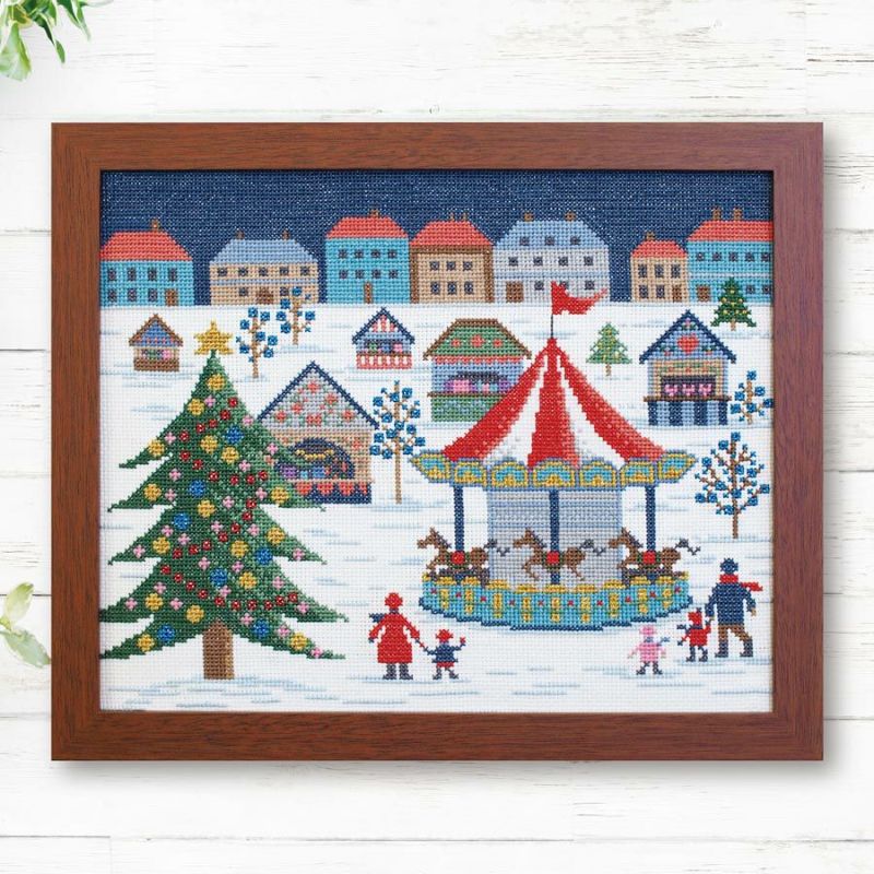 クロスステッチキット・ヨーロッパの風景 ドイツの楽しいクリスマスマーケットxmas刺繍キット オリムパス製絲 中級者上級者向き刺しゅう