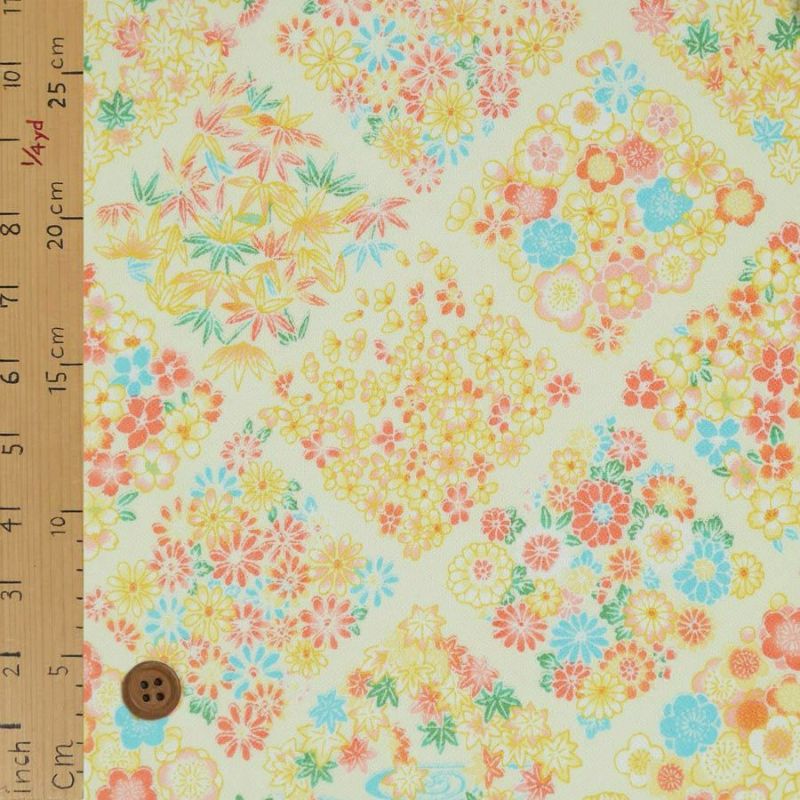 HH3-1☆技術工芸品☆奥越後・民芸紬☆正絹☆麻の葉柄☆淡い