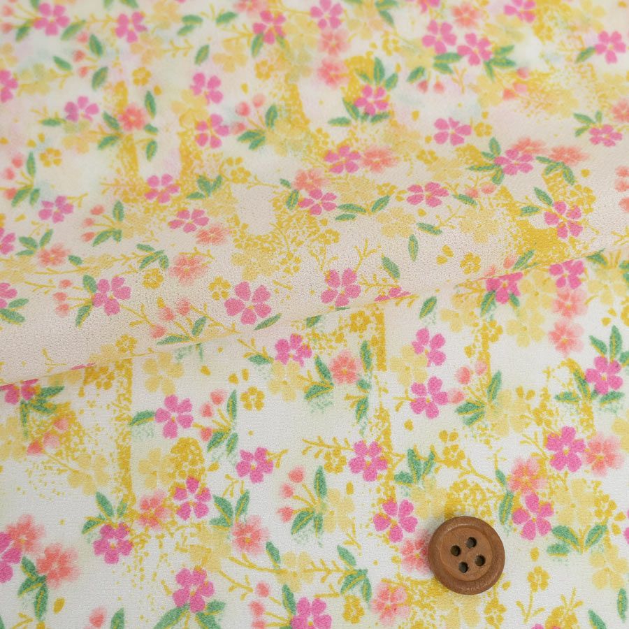 一越ちりめん生地 おぼろ桜(ピンクの濃淡) 10cm単位 切り売り つまみ細工チリメン布地 小花柄縮緬 手芸お細工用和風布地