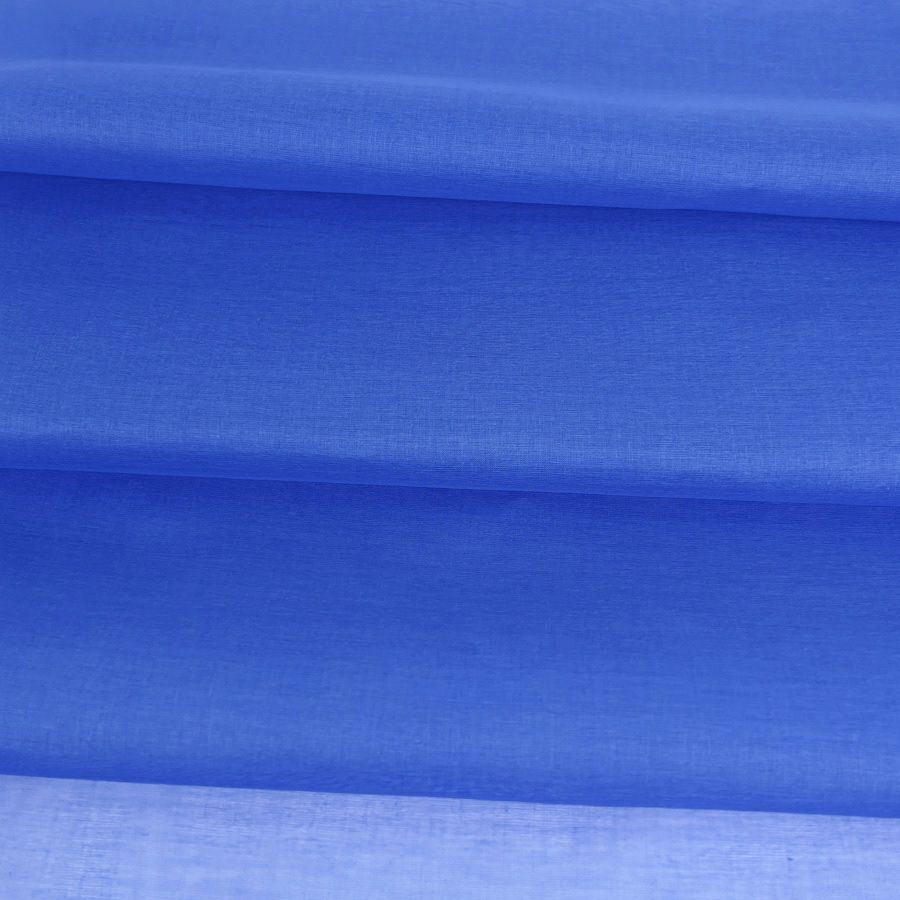 コットンオーガンジー生地・無地(青) 10cm単位 切り売り つまみ細工向き木綿布地薄地 エジプト綿80裏張地ベルオーガン