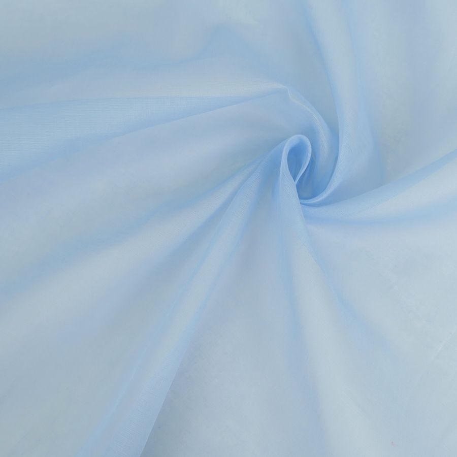コットンオーガンジー生地・無地(水色) 10cm単位 切り売り つまみ細工向き木綿布地薄地 エジプト綿80 ライトブルー系