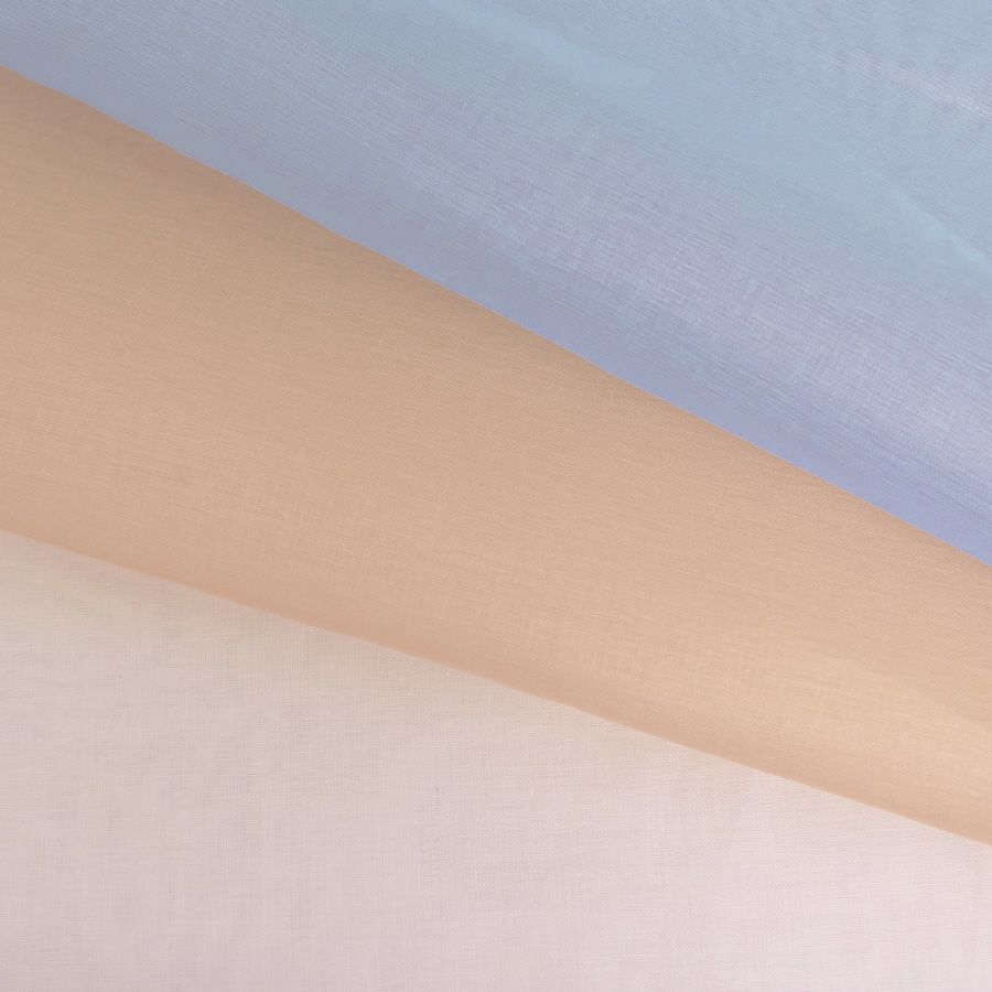 コットンオーガンジー生地・無地(水色) 10cm単位 切り売り つまみ細工向き木綿布地薄地 エジプト綿80 ライトブルー系