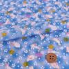 ちりめん生地・うさぎと桜(水色) 10cm単位 切り売り レーヨンちりめん生地 ウサギ柄縮緬 兎兔さくら 可愛いチリメン