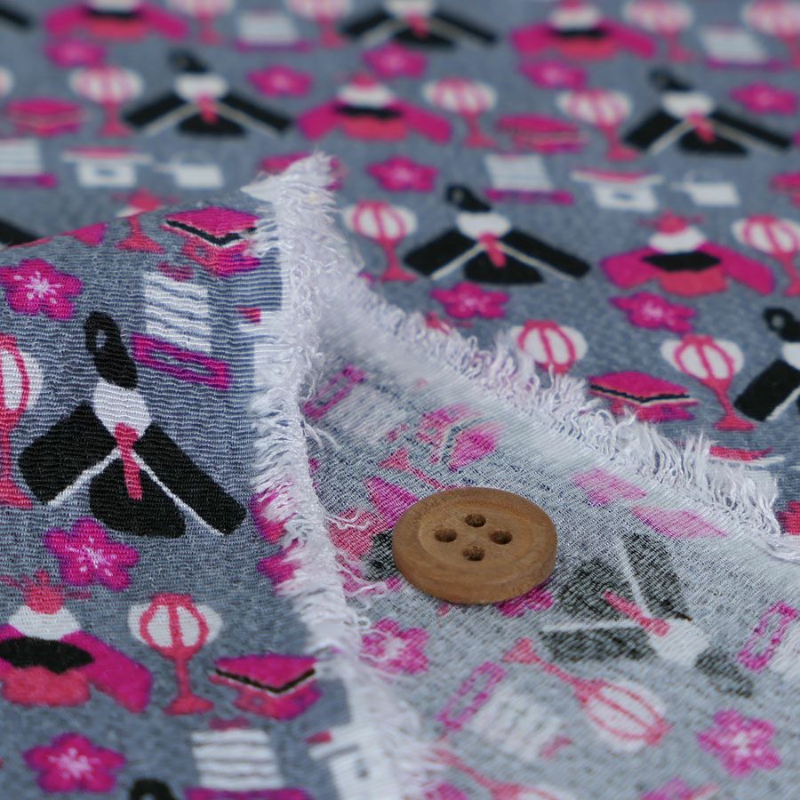 ちりめん生地 ひな人形(グレー) 10cm単位 切り売り 雛人形柄縮緬布地 レーヨンチリメン オニちりめんグレイ 雛祭り