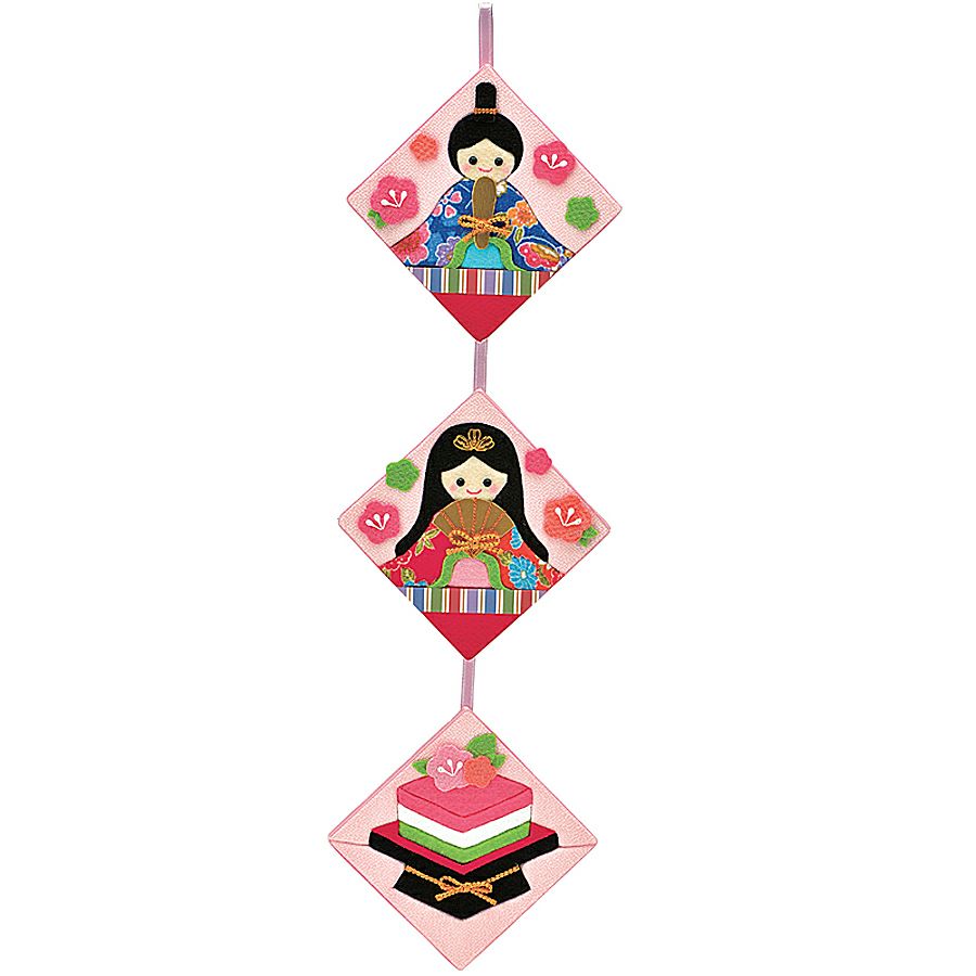 ひな祭りキット きめこみタペストリー お雛様(ピンク) 雛祭り簡単クラフト 壁掛け 壁飾り 木目込み コンパクトな雛飾り