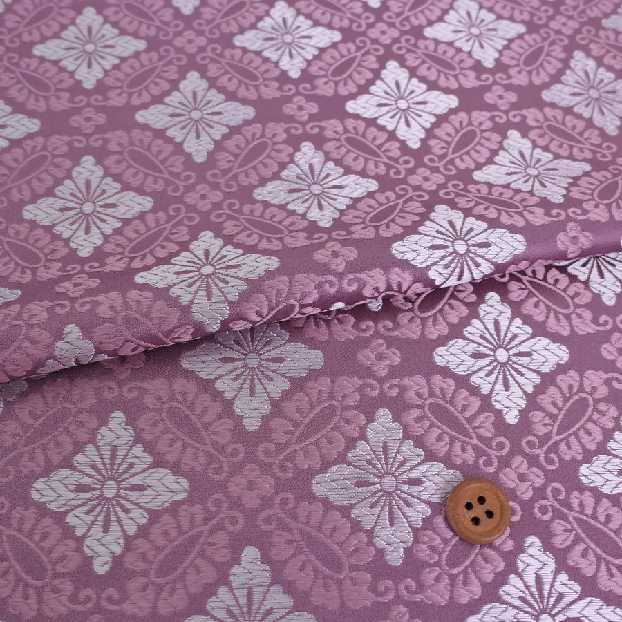 金襴生地(金らん) 小葵文 (浅紫) 10cm単位 切り売り 西陣織きんらん京都製 有職文様 伝統的模様 平安貴族衣装十二単