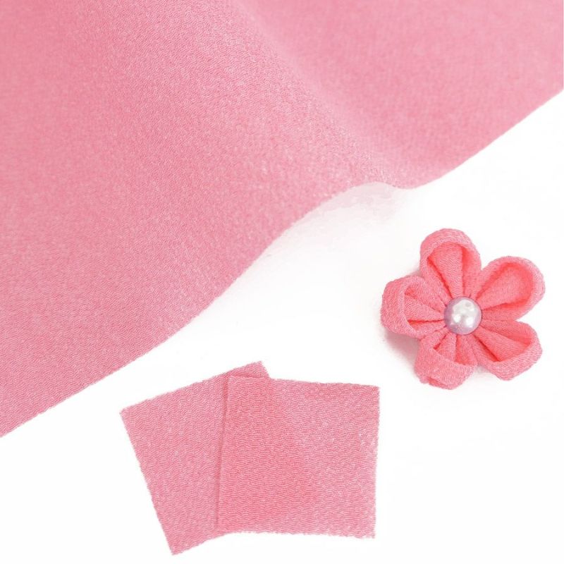 つまみ細工用カット済み生地・一越ちりめん(桃錦) 3cm角 裁断済みひとこしちりめん カット済縮緬 3センチ角 ピンク桃色