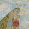 金襴生地(金らん) たてわくに菊桜(ミント/レモン) 10cm単位 切り売り[M便 1/20] 立涌模様 伝統的 モダンかわいい 西陣織物 花柄きんらん 古典柄