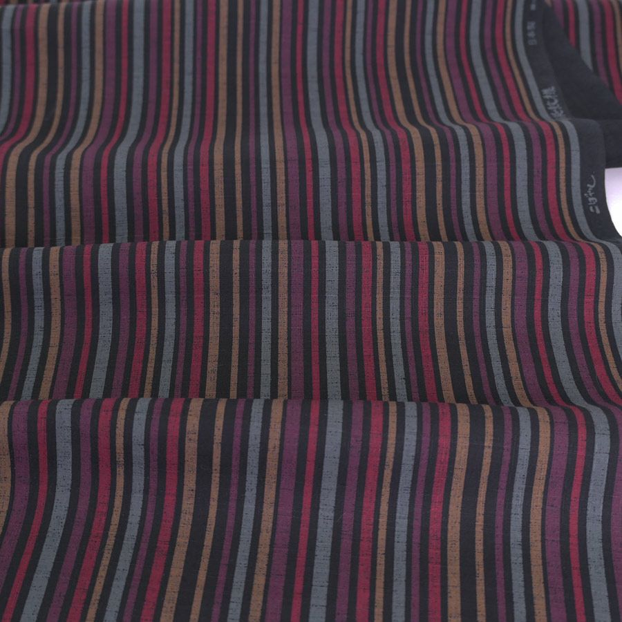 和柄コットン生地 多色の滝筋縞模様(黒) 10cm単位 切り売り 滝筋染文様 サザンクロス 和調木綿布地 コットンこばやし 縞柄