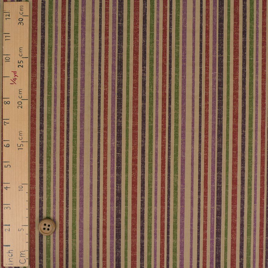 和柄コットン生地 多色の滝筋縞模様(ベージュ) 10cm単位 切り売り 滝筋染文様 サザンクロス 和調木綿布地 コットンこばやし ドビー