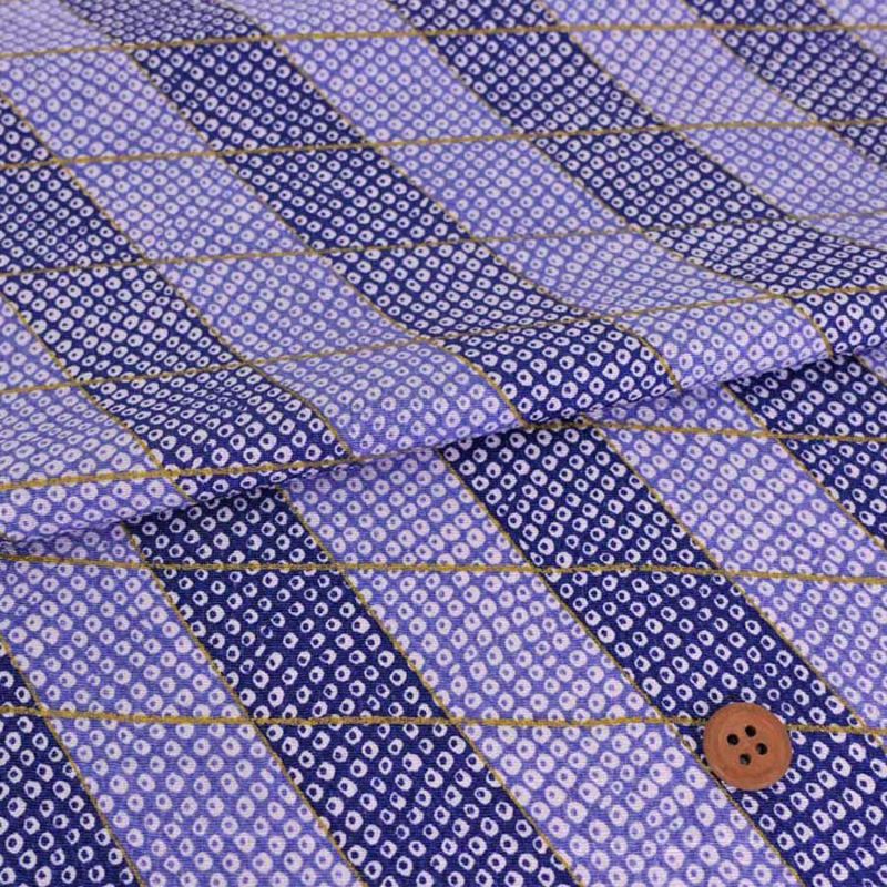 ちりめん生地 二色しぼり(青紫) 10cm単位 切り売り 鹿の子絞り柄 かのこ模様 かの子柄 ブルー 縮緬細工用 手芸向き