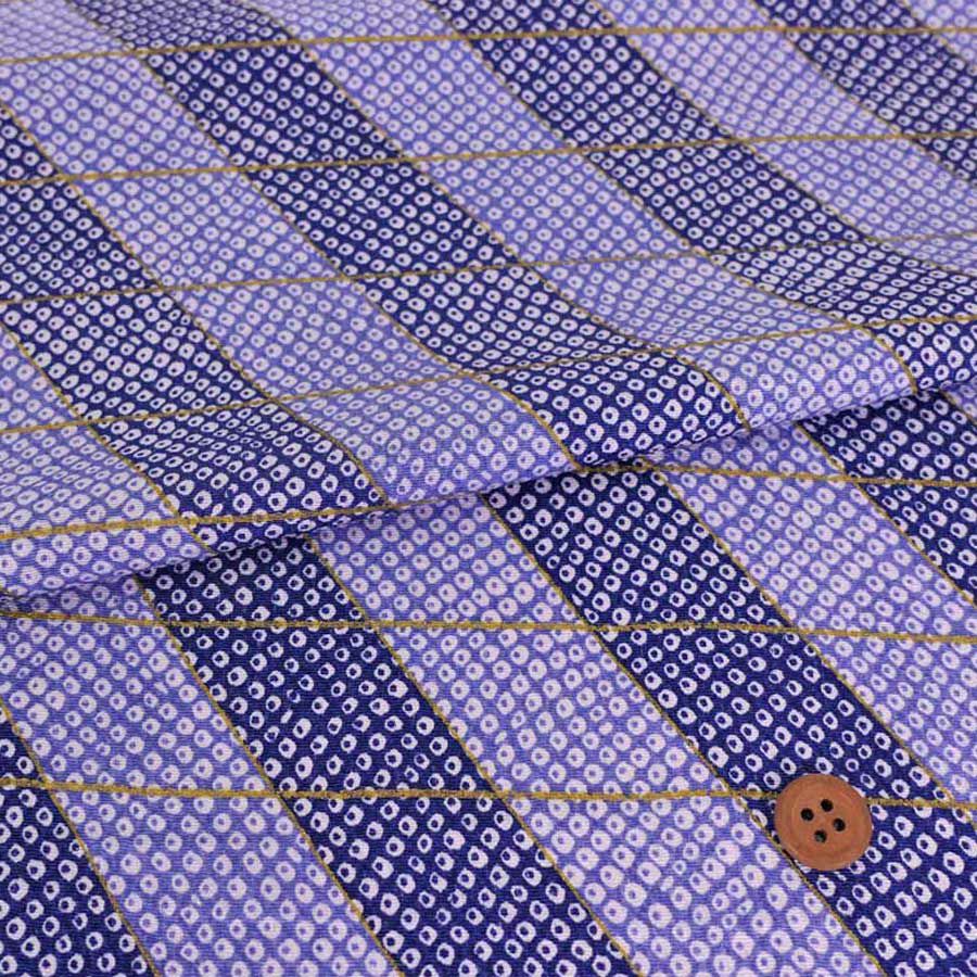 ちりめん生地 二色しぼり(青紫) 10cm単位 切り売り 鹿の子絞り柄 かのこ模様 かの子柄 ブルー 縮緬細工用 手芸向き